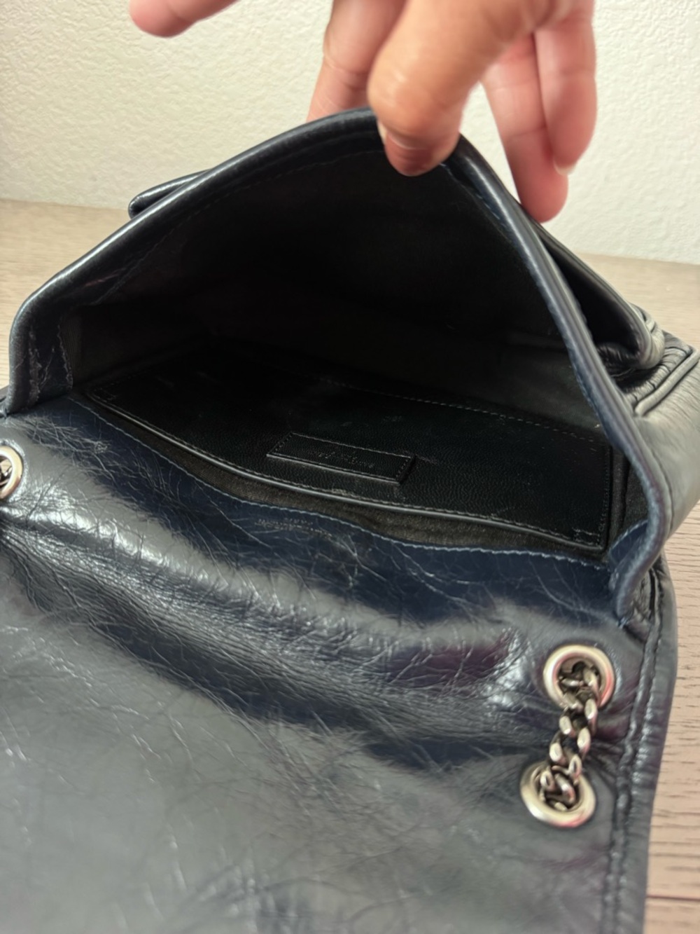 Saint Laurent Nikki Navy Quilted Leather Chain Crossbody Bag - Picture 10 of 10